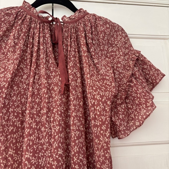 Ulla Johnson Clay Doris Dress Tiered Ruffle Vine Floral Print Size 2 - Picture 10 of 16